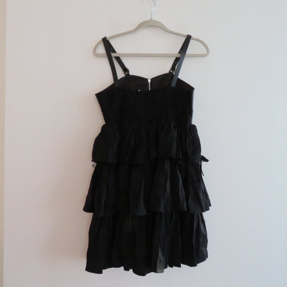 LOLITA Whimsigoth Black Tiered Ruffled Faux Leather Smocked Dress - Picture 11 of 16